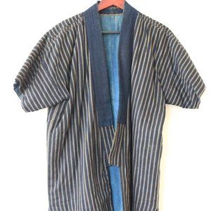 Vintage Boro Sashiko Indigo Short Sleeve Coat